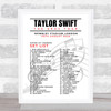 Taylor Swift - Concert Setlist Gig Poster Print Canvas Music Notes - Wembley London England - Aug 20 2024