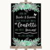 Black Mint Green & Silver Confetti Personalised Wedding Sign