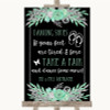 Black Mint Green & Silver Dancing Shoes Flip Flops Personalised Wedding Sign