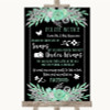 Black Mint Green & Silver Don't Post Photos Facebook Personalised Wedding Sign