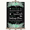 Black Mint Green & Silver All Family No Seating Plan Personalised Wedding Sign