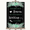 Black Mint Green & Silver Heaven Loved Ones Personalised Wedding Sign