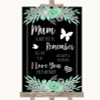 Black Mint Green & Silver I Love You Message For Mum Personalised Wedding Sign