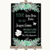 Black Mint Green & Silver Jenga Guest Book Personalised Wedding Sign
