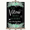 Black Mint Green & Silver Let Love Glow Glowstick Personalised Wedding Sign