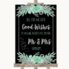 Black Mint Green & Silver Blow Bubbles Personalised Wedding Sign