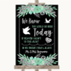 Black Mint Green & Silver Loved Ones In Heaven Personalised Wedding Sign