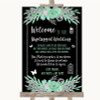 Black Mint Green & Silver No Phone Camera Unplugged Personalised Wedding Sign