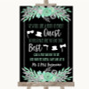 Black Mint Green & Silver Photo Prop Guestbook Personalised Wedding Sign