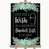 Black Mint Green & Silver Bucket List Personalised Wedding Sign