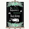 Black Mint Green & Silver Photobooth This Way Left Personalised Wedding Sign