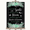Black Mint Green and Silver Plant Seeds Favours Personalised Wedding Sign
