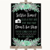 Black Mint Green & Silver Selfie Photo Prop Personalised Wedding Sign