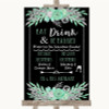 Black Mint Green and Silver Signature Favourite Drinks Personalised Wedding Sign