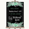 Black Mint Green and Silver Wishing Well Message Personalised Wedding Sign