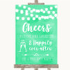 Mint Green Watercolour Lights Cheers To Love Personalised Wedding Sign