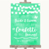 Mint Green Watercolour Lights Confetti Personalised Wedding Sign