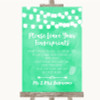 Mint Green Watercolour Lights Fingerprint Guestbook Personalised Wedding Sign