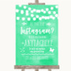 Mint Green Watercolour Lights Instagram Photo Sharing Personalised Wedding Sign