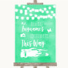 Mint Green Watercolour Lights Photobooth This Way Right Wedding Sign