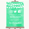 Mint Green Watercolour Lights Social Media Hashtag Photos Wedding Sign