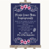 Navy Blue Pink & Silver Fingerprint Guestbook Personalised Wedding Sign