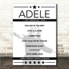 Adele - Concert Setlist Poster Print Canvas - James Corden's Carpool Karaoke - Los Angeles USA - April 24th 2023
