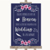 Navy Blue Pink and Silver Heaven Loved Ones Personalised Wedding Sign
