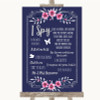 Navy Blue Pink & Silver I Spy Disposable Camera Personalised Wedding Sign