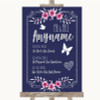 Navy Blue Pink and Silver Important Special Dates Personalised Wedding Sign Navy Blue Pink and Silver Important Special Dates Personalised Wedding Sign
