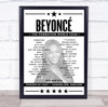 Beyonce - Concert Setlist Poster Print Canvas - Stadium of Light, Sunderland, England - June 28th 2016