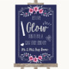 Navy Blue Pink & Silver Let Love Glow Glowstick Personalised Wedding Sign