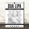 Dua Lipa - Concert Setlist Poster Print Canvas - Rakuten Taoyuan Baseball Stadium, Taoyuan, Taiwan - November 20th 2024