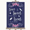 Navy Blue Pink & Silver Love Is Sweet Take A Treat Candy Buffet Wedding Sign