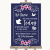 Navy Blue Pink and Silver Loved Ones In Heaven Personalised Wedding Sign