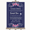 Navy Blue Pink & Silver Photo Guestbook Friends & Family Wedding Sign