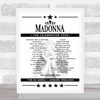 Madonna - Concert Setlist Poster Print Canvas - The O2 Arena, London, England - October 14th 2023
