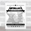 Metallica - Concert Setlist Poster Print Canvas - Gillette Stadium, Foxborough, MA, USA - August 4th 2024