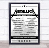 Metallica - Concert Setlist Poster Print Canvas - Olympiastadion, Munich, Germany - May 24th 2024