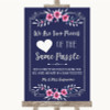 Navy Blue Pink & Silver Puzzle Piece Guest Book Personalised Wedding Sign