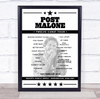 Post Malone - Concert Setlist Poster Print Canvas - Resorts World Arena, Birmingham, England - May 16th 2019