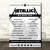 Metallica Concert Setlist Poster Print Canvas - Any Date, Gig, Venue