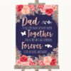 Navy Blue Blush Rose Gold Dad Walk Down The Aisle Personalised Wedding Sign