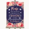 Navy Blue Blush Rose Gold Don't Post Photos Online Social Media Wedding Sign