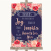 Navy Blue Blush Rose Gold Hankies And Tissues Personalised Wedding Sign