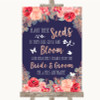 Navy Blue Blush Rose Gold Plant Seeds Favours Personalised Wedding Sign