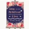 Navy Blue Blush Rose Gold Today I Marry My Best Friend Personalised Wedding Sign
