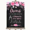 Chalk Style Watercolour Pink Floral Cheers To Love Personalised Wedding Sign