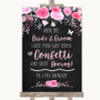 Chalk Style Watercolour Pink Floral Confetti Personalised Wedding Sign