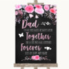 Chalk Style Watercolour Pink Floral Dad Walk Down The Aisle Wedding Sign